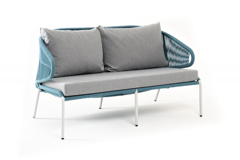 "Милан" диван 2-местный 4sis плетеный из роупа, каркас алюминий светло-серый (RAL7035) шагрень BD-2771789