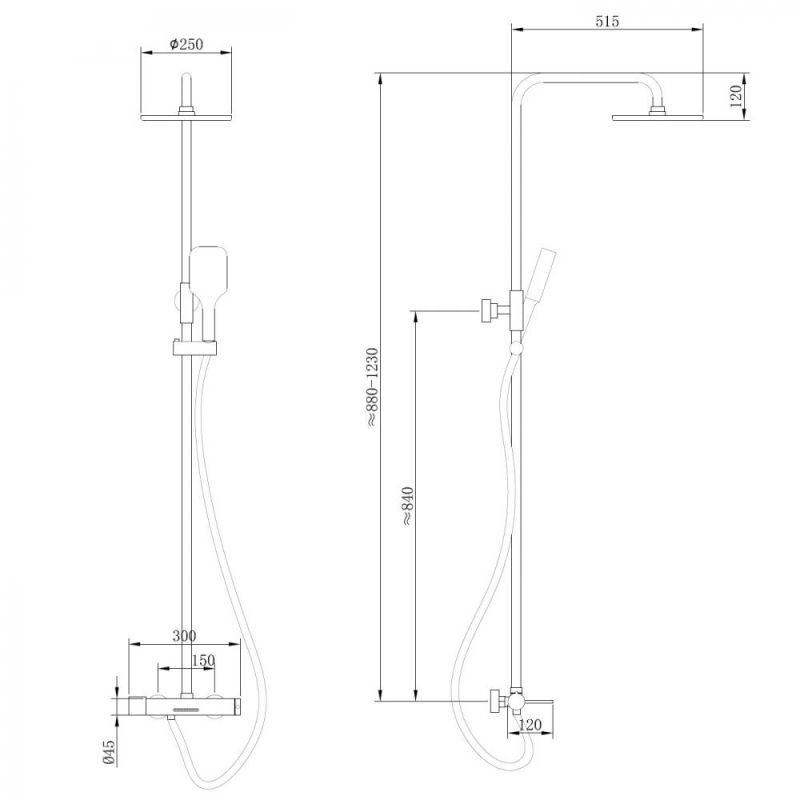 Душевая стойка ABBER Emotion AF8816G, золото матовое