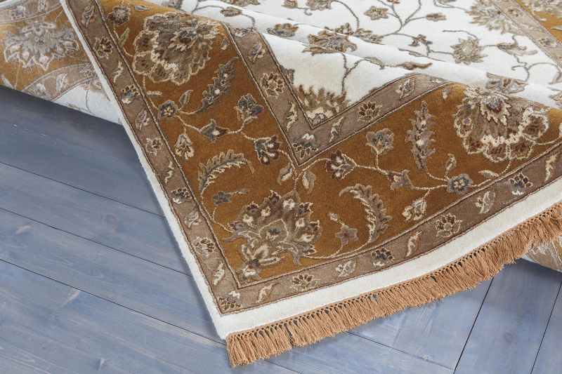 Индийский ковер из шерсти и шёлка Carpet «PLATINUM» AK9351-IVR-GLD 170 x 246 см