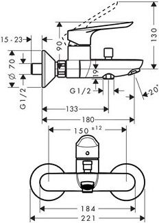 Смеситель Hansgrohe Logis E 71403000 для ванны с душем фото 2