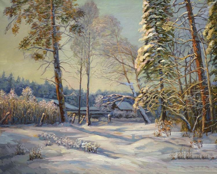Картина "Зима. За околицей" Панов Эдуард Парфирьевич