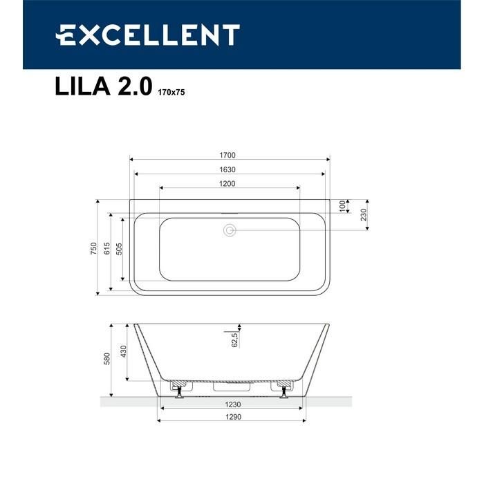 Акриловая ванна Excellent Lila 2.0 WAEX.LIL2.170.WHP 170x75