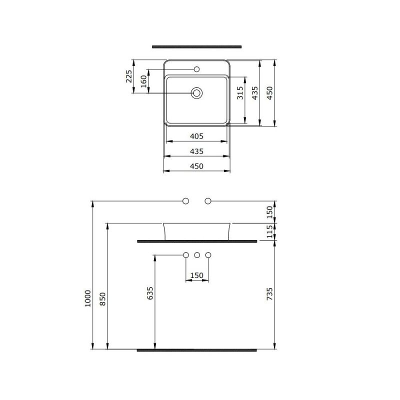 Раковина накладная BERGES Ego SL 182014, 45 см