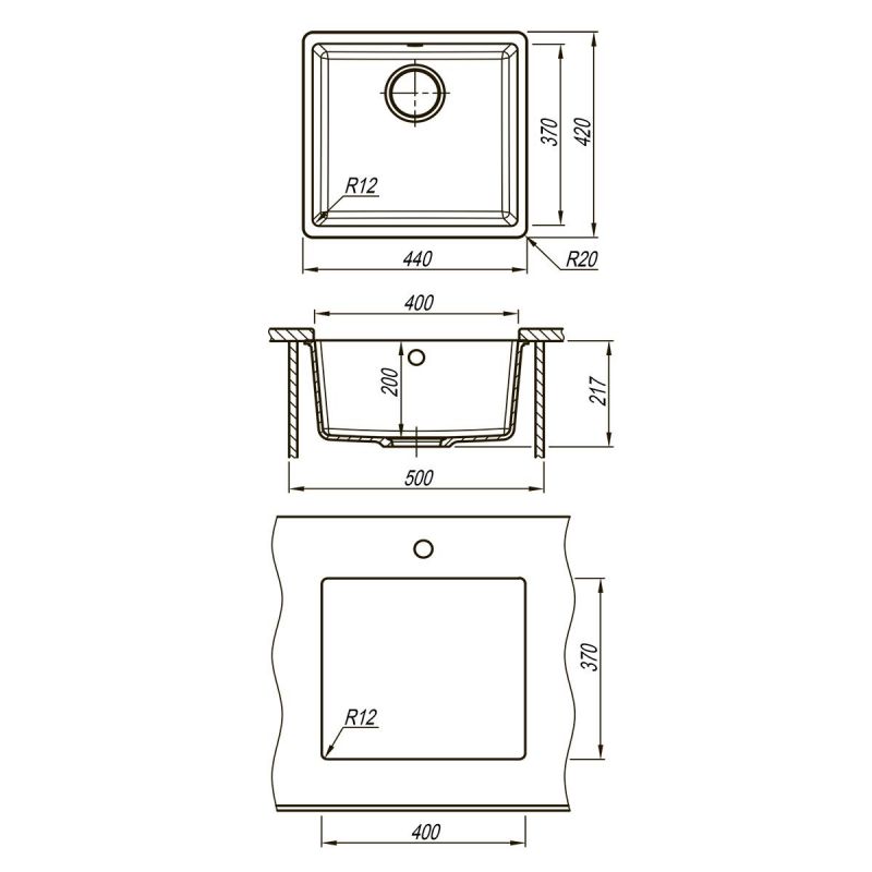 Кухонная мойка Lemark SINARA 440-U 9910067, антрацит