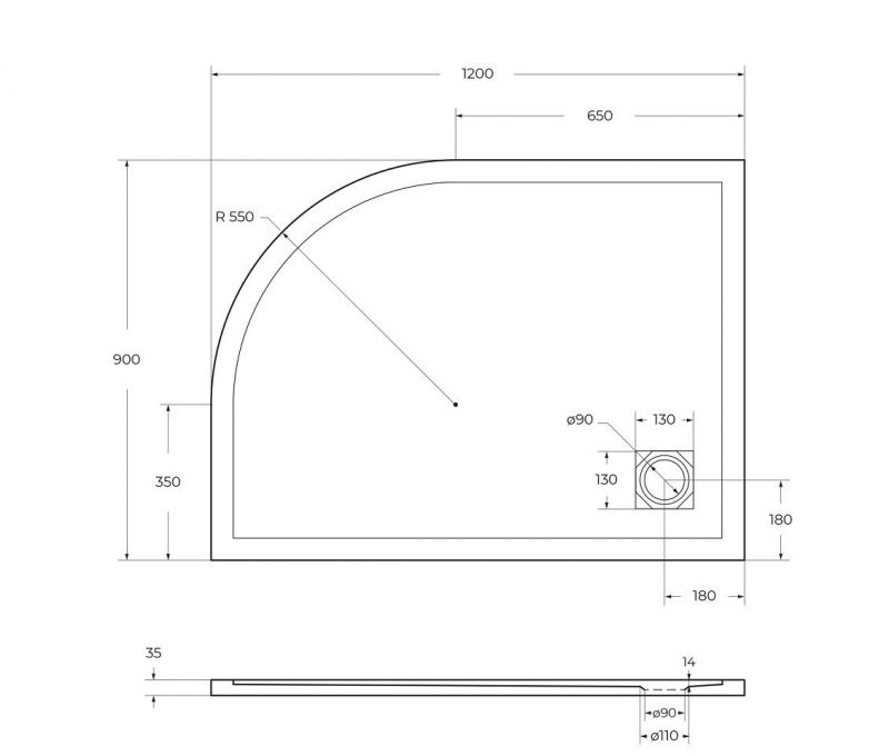 Душевой поддон BelBagno UNO TRAY-MR-UNO-RH-120/90-550-35-W-L-CR, 120х90 см фото 3