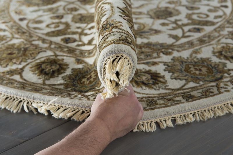 Индийский ковер из шерсти и шёлка Carpet «PLATINUM» AK1511-IVR-IVR(Round) 247 x 247 см