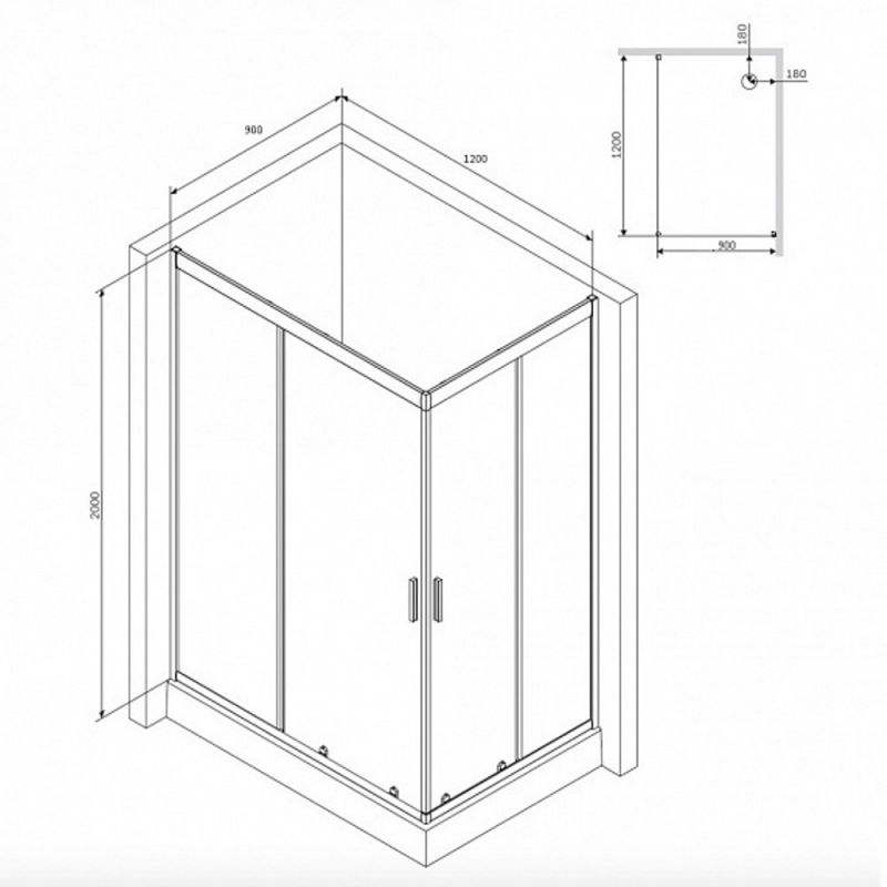 Душевой уголок AM.PM Gem W90G-404-120290-BT 120х90 см