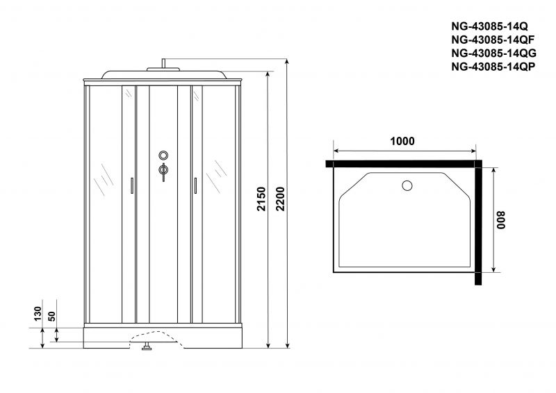 Душевая кабина Niagara Classic NG-43085-14QG 100х80 фото 9