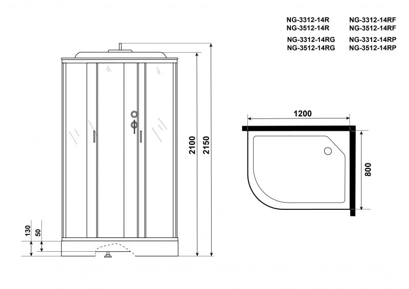 Душевая кабина Niagara Classic NG-3312-14R 120х80