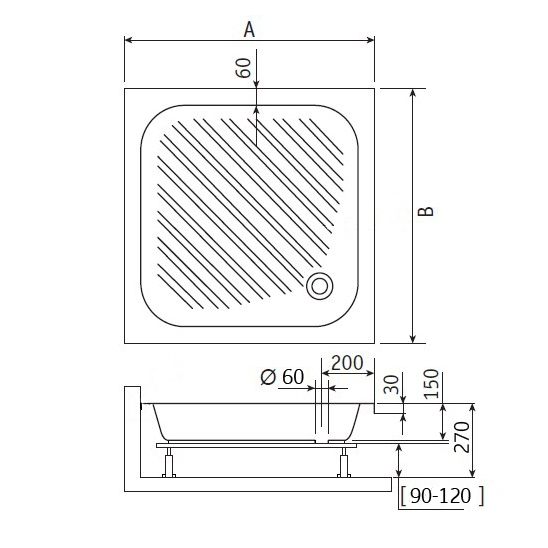 Душевой поддон квадратный RGW Acryl B/CL-S (800x800)