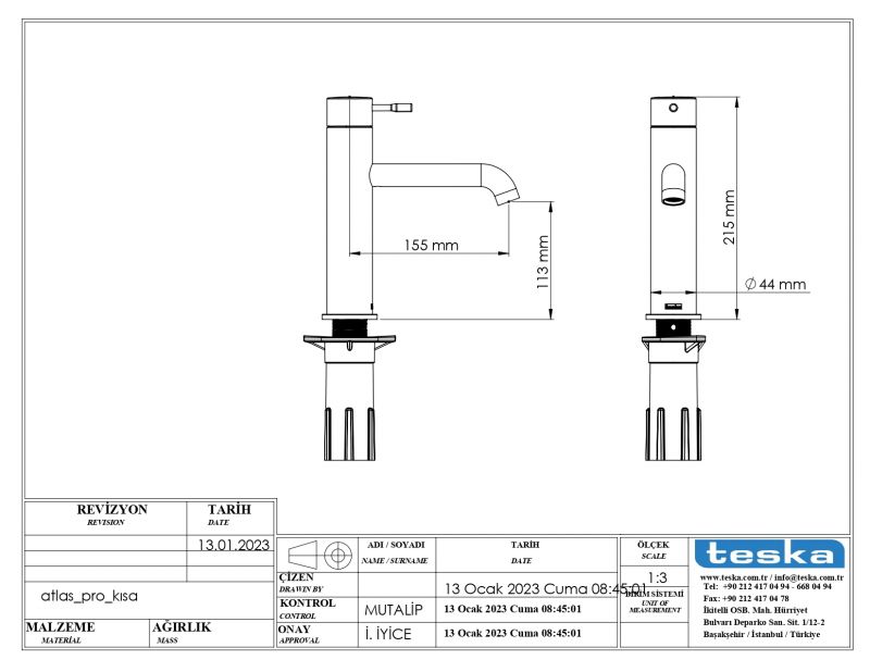 Смеситель для раковины Teska Atlas Leo S E5719, розовое золото