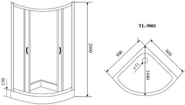 Душевой угол Timo-S TL TL-9001 F 90х90 фото 4