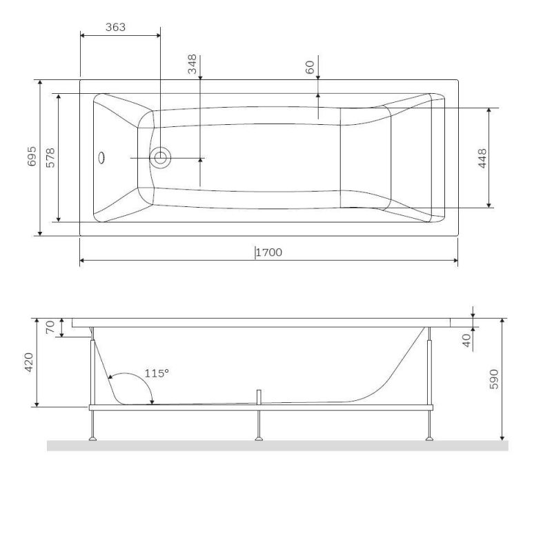 Декоративная фронтальная панель для ванны AM.PM Gem W93A-170-070W-P 170x70/170x75 см