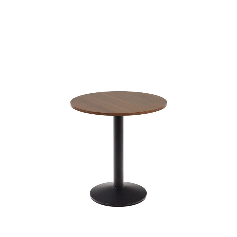 Круглый стол La Forma (ex Julia Grup) Esilda BD-2859732 из меламина с ореховой отделкой и черной металлической ножкой Ø70x70