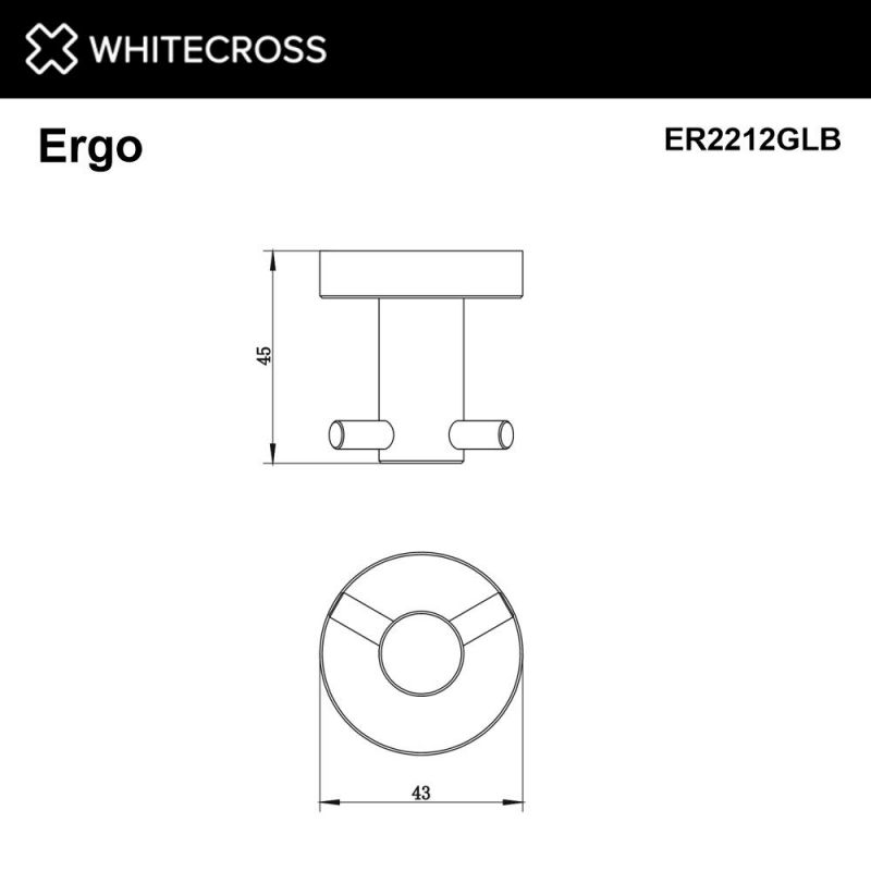 Крючок двойной WHITECROSS Ergo ER2212GLB, брашированное золото