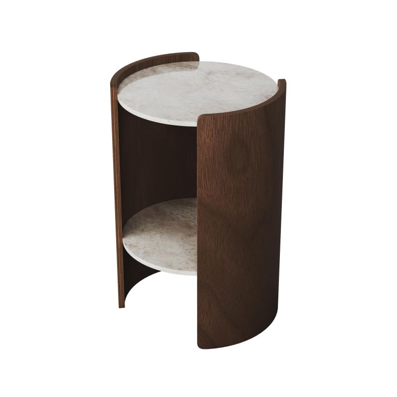 Столик Ellipsefurniture Lagom Stone D 43 см высота 64 см (камень OV, орех) LG016712413 фото 1