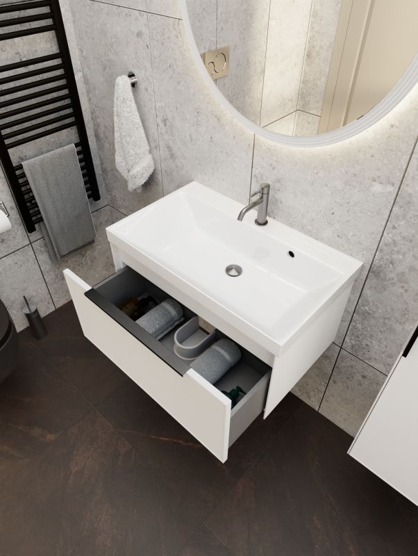 Тумба под раковину подвесная La Fenice SIMPLA Bianco FNC-01-SIM-B-60 60 см, белая фото 6