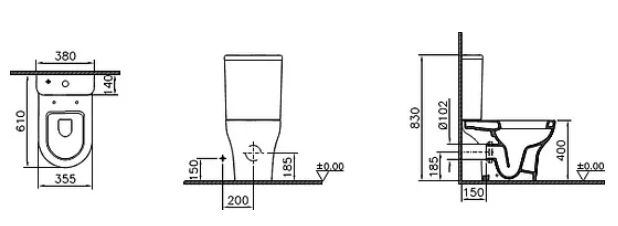 Унитаз напольный Vitra Zentrum 9012B003-7204