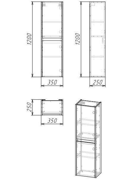 Пенал подвесной Grossman "ЭДВАНС-35 см" 303504 ориентация L/R, цемент светлый фото 4