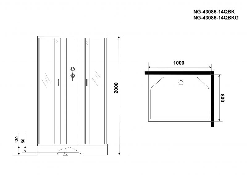 Душевая кабина Niagara Classic NG-43085-14QBK 100х80