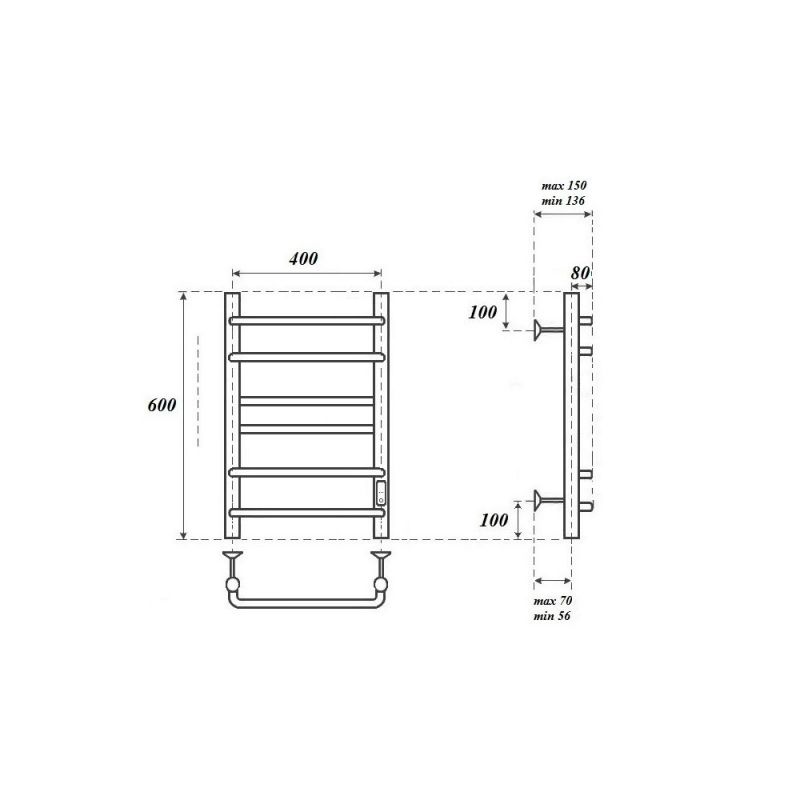 Полотенцесушитель электрический Point Сатурн PN90846 60x43 хром