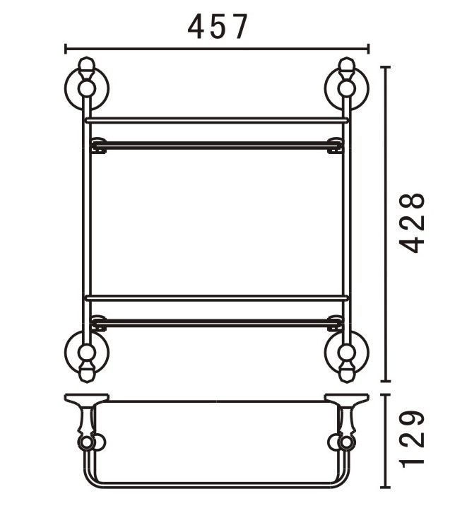 Двойная стеклянная полка ART&MAX ANTIC CRYSTAL AM-E-2682BSJ-do (золото) фото 3