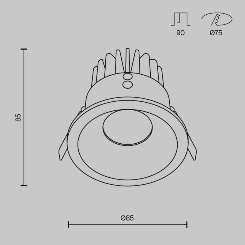 Встраиваемый светильник Maytoni Zoom 12W 220-240V IP65 3000K DL034-2-L12B фото 3