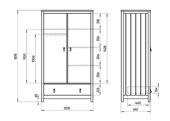 Шкаф Ellipsefurniture Wood 2-х створчатый (белый) WW010601010101 фото 6