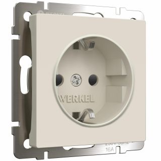 Розетка с заземлением и шторками (айвори матовый) Werkel W1171162