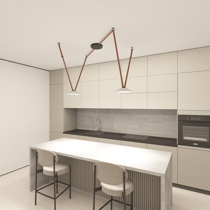 Cветильник  Denkirs Flow для трека-ремня Belty D300*H71мм, 48V DC, 12W, RA90, 120°, 3000K, IP20, белый с черным, алюминий DK5565-WH+BK фото 6