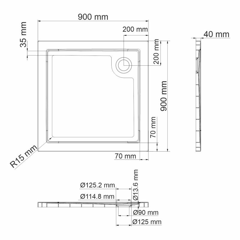 Душевой поддон WasserKRAFT Salm 27T03 90х90