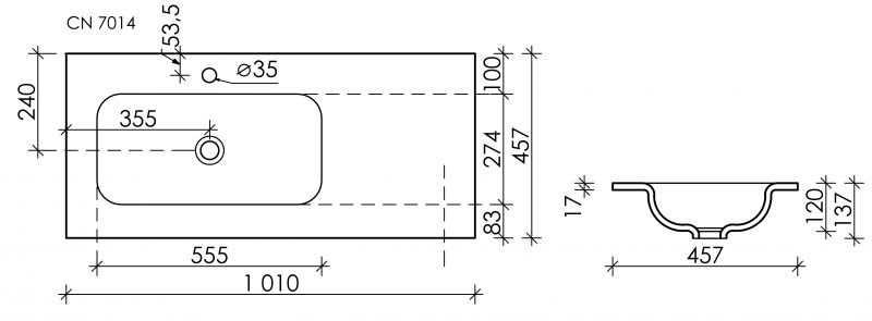 Раковина накладная Ceramica Nova Element CN7014 L 102 см фото 2