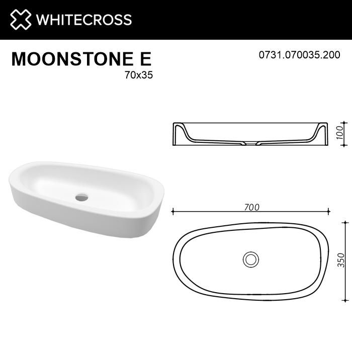 Раковина WHITECROSS 0731.070035.200 Moonstone E 70x35 белый матовый фото 6