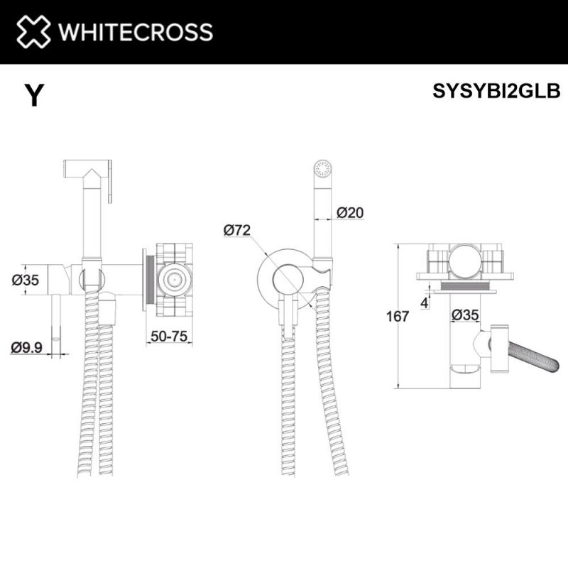 Гигиенический душ со смесителем WHITECROSS Y SYSYBI2GLB брашированное золото