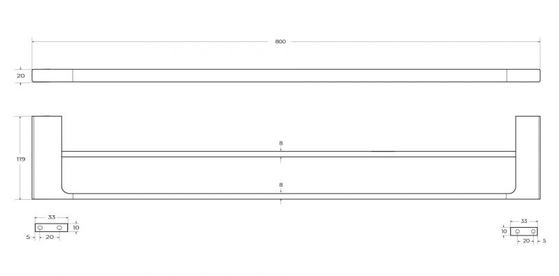 Полотенцедержатель двойной CEZARES SLIDER-THD-80-01, хром