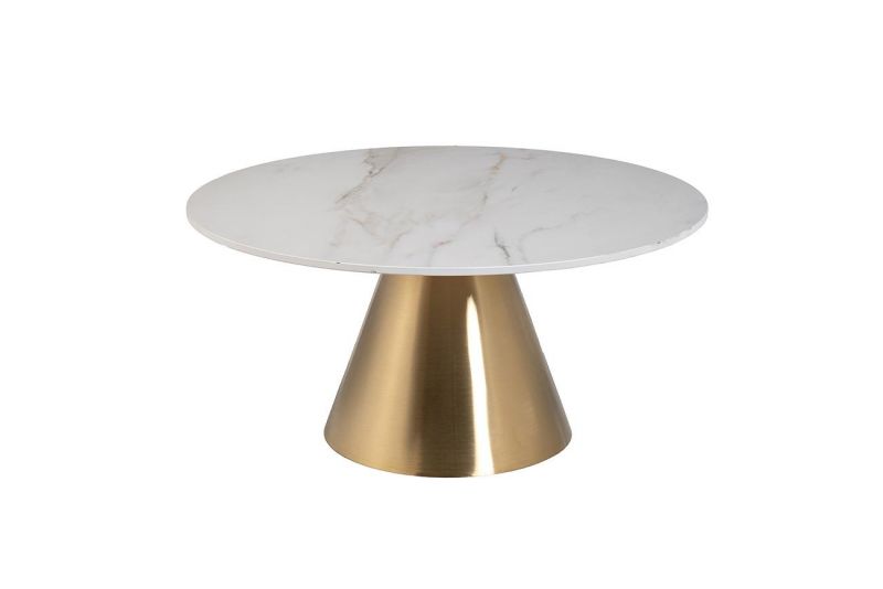Стол журнальный Garda Decor BD-3061381 керамогранит белый d80*40см фото 1