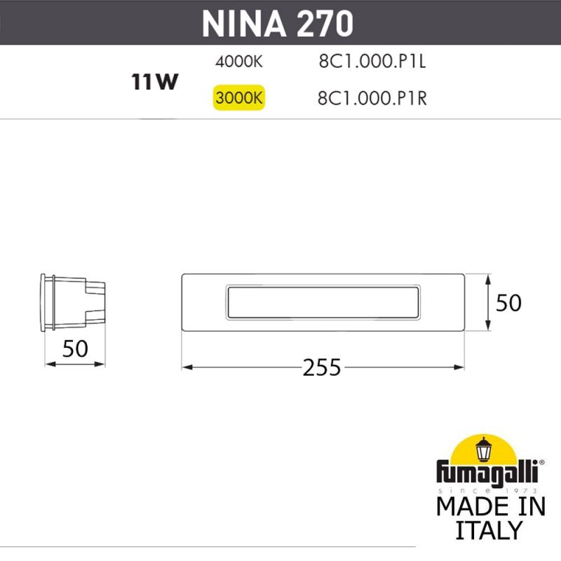 Светильник для подсветки лестниц Fumagalli NINA черный, бежевый 8C1.000.000.AYP1L