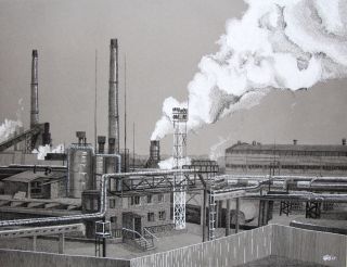 Картина "Фабрика по производству облаков" Ксения Дудкина