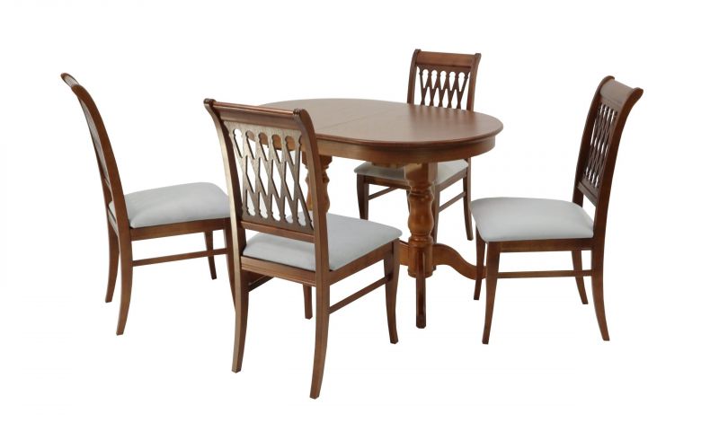 Обеденная группа стол Бизе со стульями Рич, орех, серый F212021W00X4R001400W01