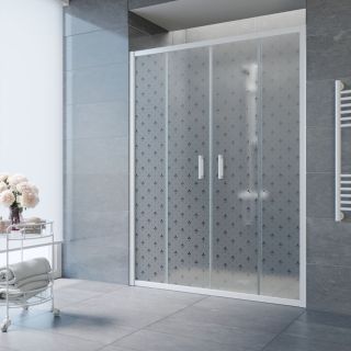 Душевая дверь Vegas Glass Z2P 160 01 R05, профиль белый, стекло с узором