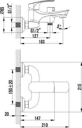 Смеситель для ванны Lemark LM1712C