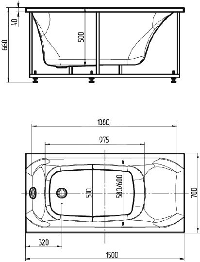 Акриловая ванна Aquatek Альфа ALF150-0000031 150x70 L