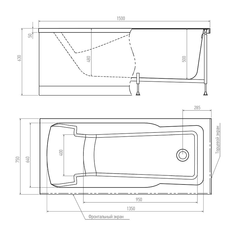 Акриловая ванна Timo-S HELLA1575 150х75 см