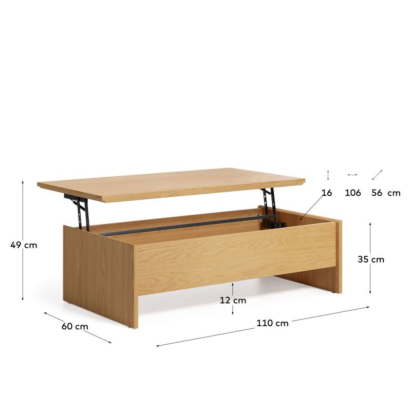 Подъемный кофейный столик из дуба 110 x 60 Abilen  La Forma (ex Julia Grup) BD-2607528