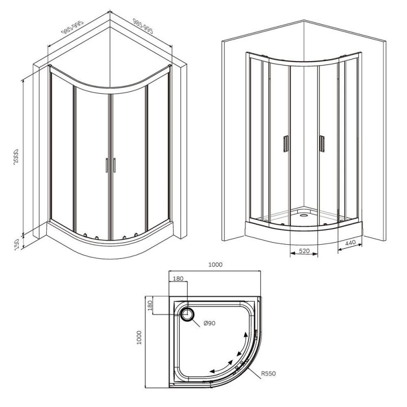 Душевой уголок AM.PM Gem W90G-401-100BT 100x100