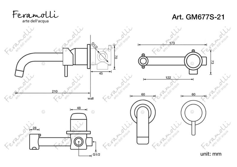 Душевая система Feramolli Ele GM744-12+GM677S-21, графит