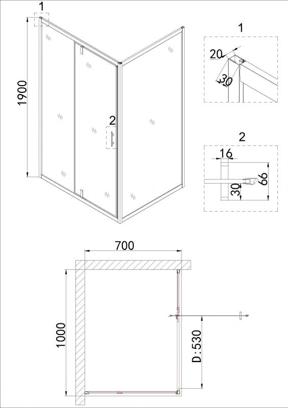 Душевой уголок Niagara Nova NG-63-10A-A70 100х70