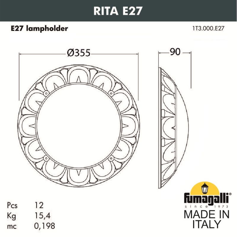 Потолочные и настенные светильники FUMAGALLI RITA белый, бежевый 1T3.000.000.WYE27 фото 3