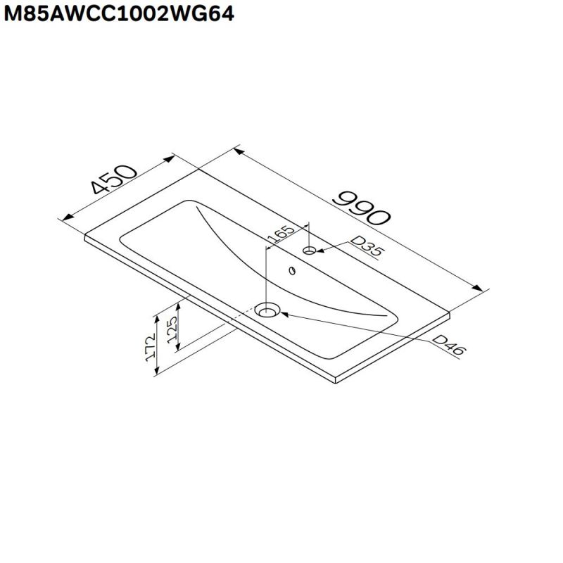 Раковина мебельная AM.PM X-Joy M85AWCC1002WG64 100 см (для комплекта) фото 3