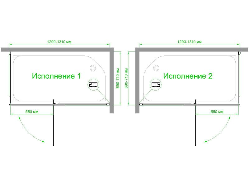 Душевой уголок Royal Bath  RBHPVD-C-BL, 130х70 см